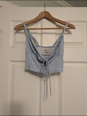 Urban Outfitters Light Blue Floral Tie-Front Cami